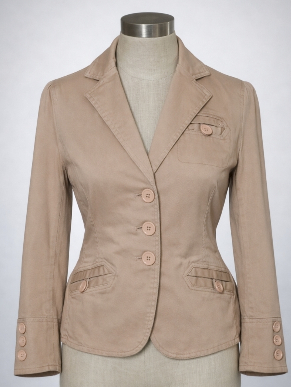 Y2K MARC JACOBS Warm Tan Stretch Cotton Fitted Blazer Jacket | SIZE 6 | Neutral